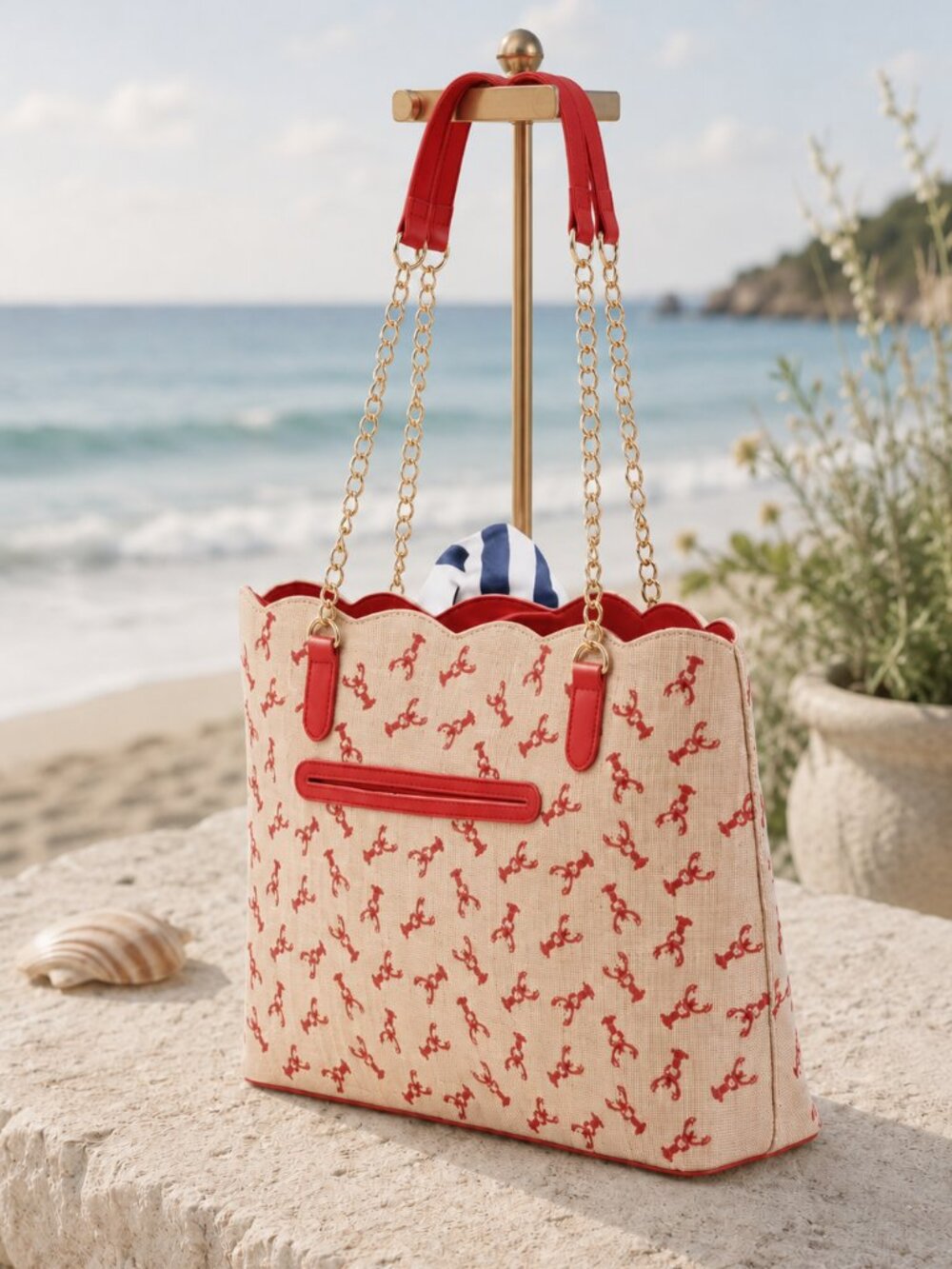NWT Betsey Johnson Straw Red Lobster Tote - Picture 2 of 3